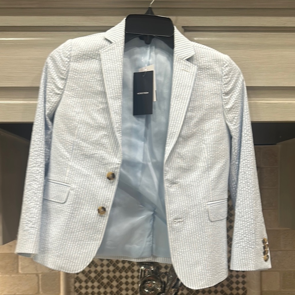Light Blue Seersucker Blazer- Boys